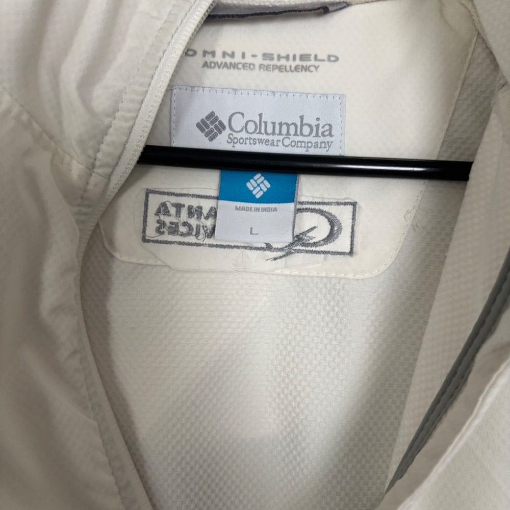 Women's Columbia White Omni Shield Packable Rain Track Jacket Size Large - Picture 5 of 8